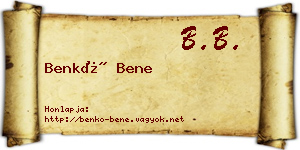 Benkő Bene névjegykártya